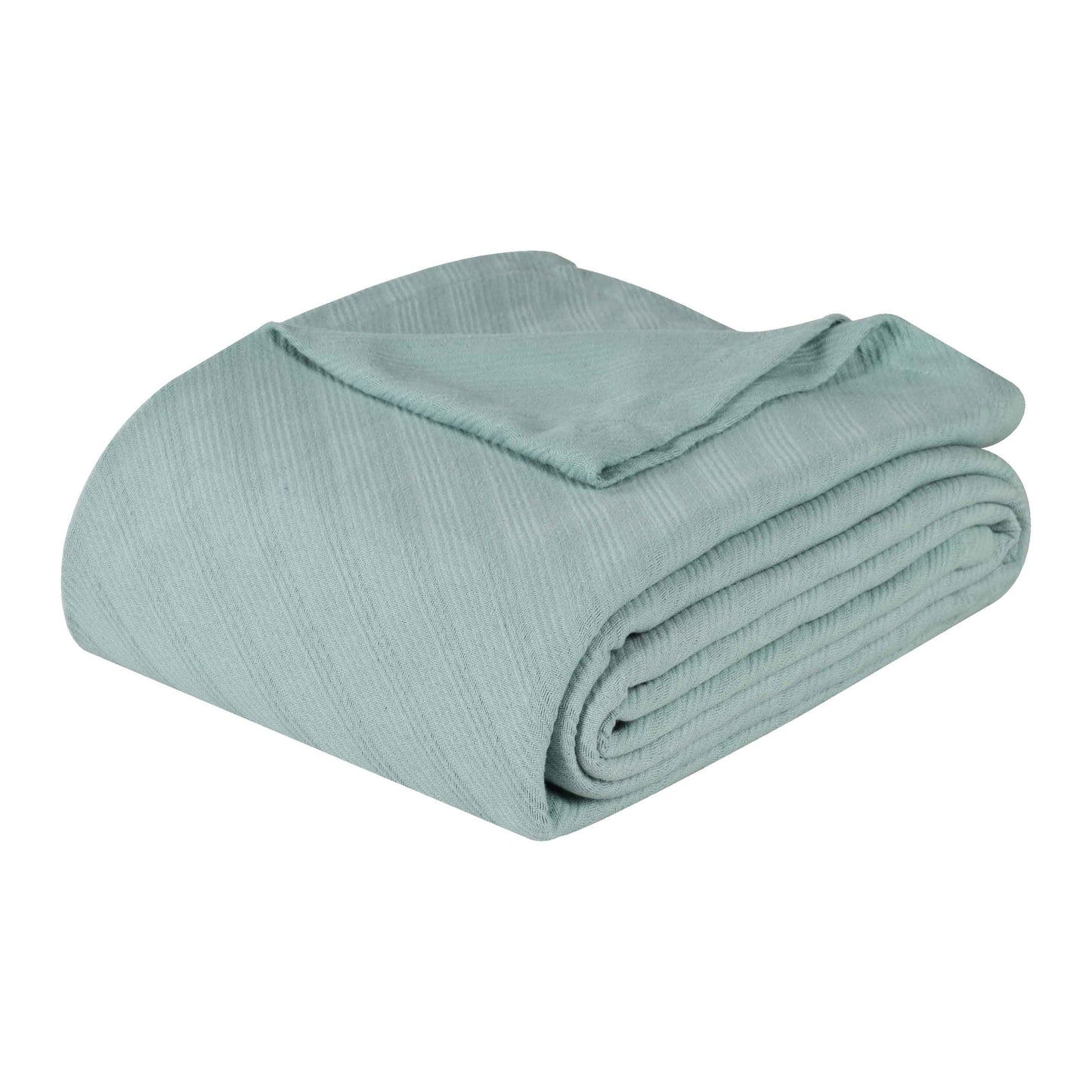 Milan Cotton Textured Jacquard Striped Lightweight Woven Blanket - Aqua