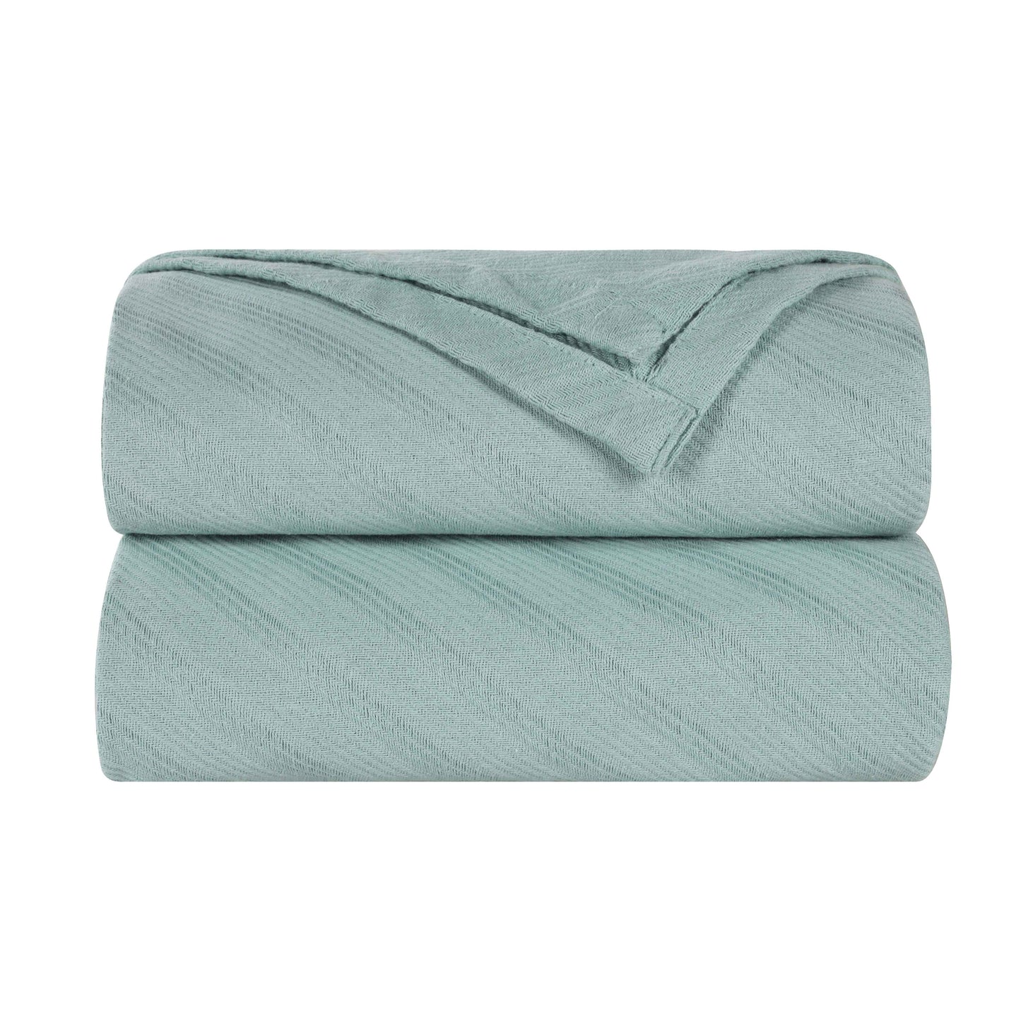 Milan Cotton Textured Jacquard Striped Lightweight Woven Blanket - Aqua