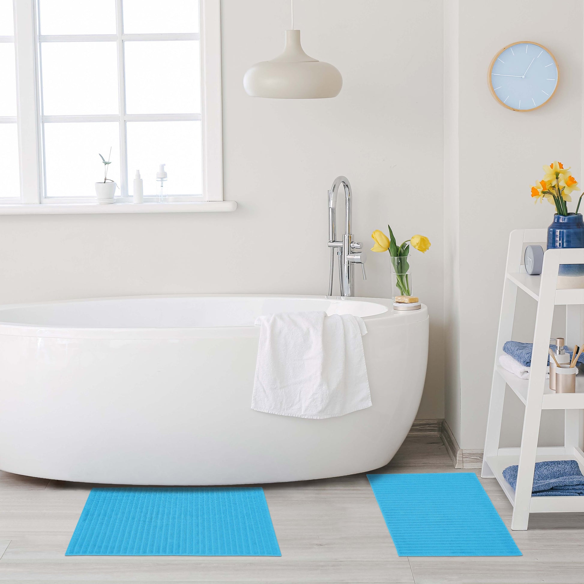 Lined 100% Cotton 1000 GSM 2-Piece Bath Mat Set - AsterBlue