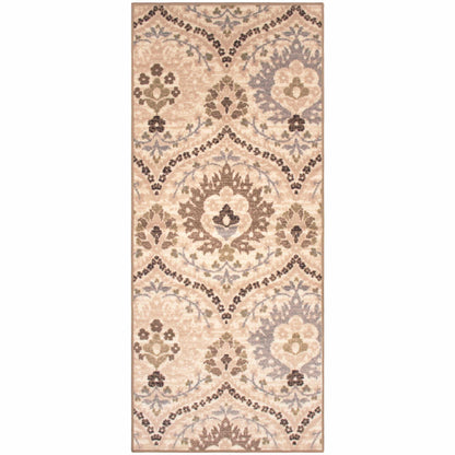  Augusta Rustic Floral Damask Non-Slip Indoor Washable Area Rug