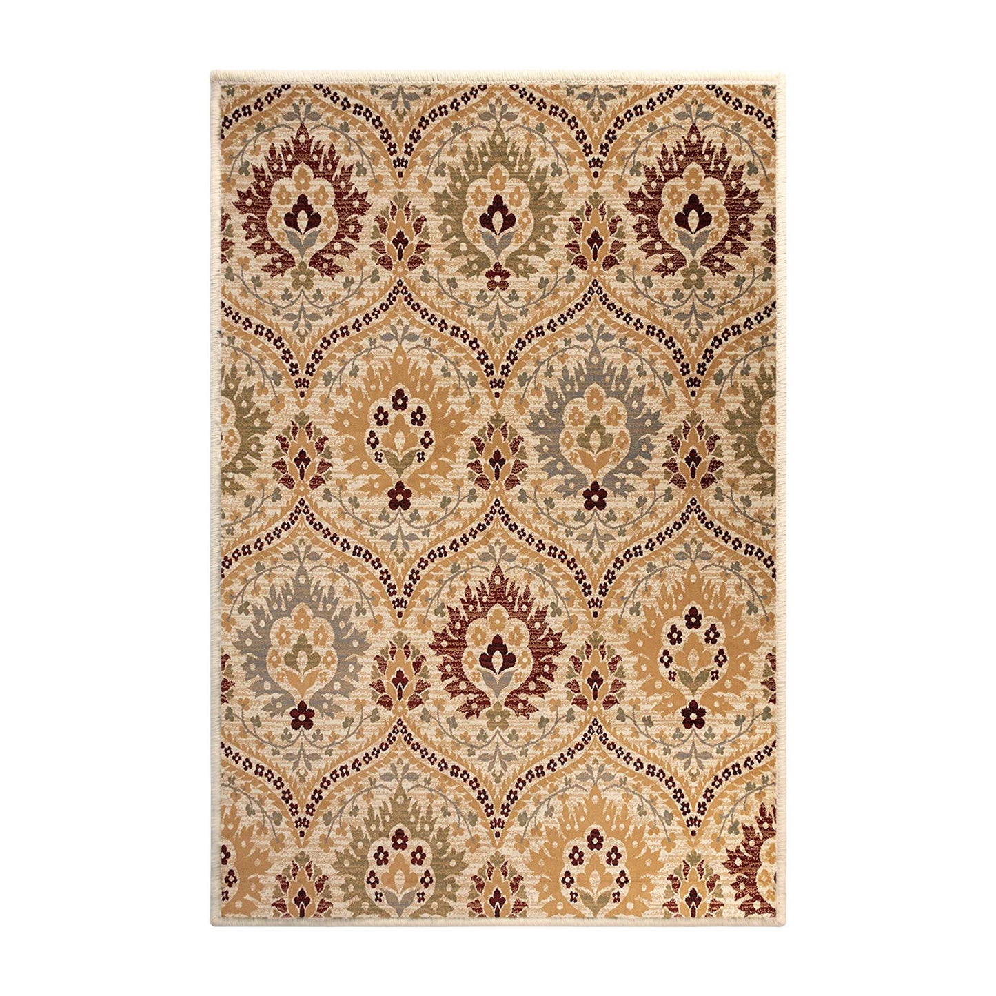 Augusta Oriental Vintage Floral Damask Indoor Area Rug or Runner Rug - Camel