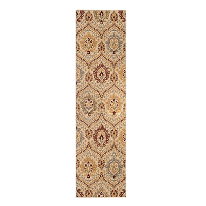 Augusta Oriental Vintage Floral Damask Indoor Area Rug or Runner Rug - Camel
