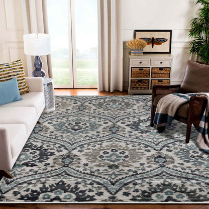 Augusta Oriental Vintage Floral Damask Indoor Area Rug or Runner Rug - DeepRoyal