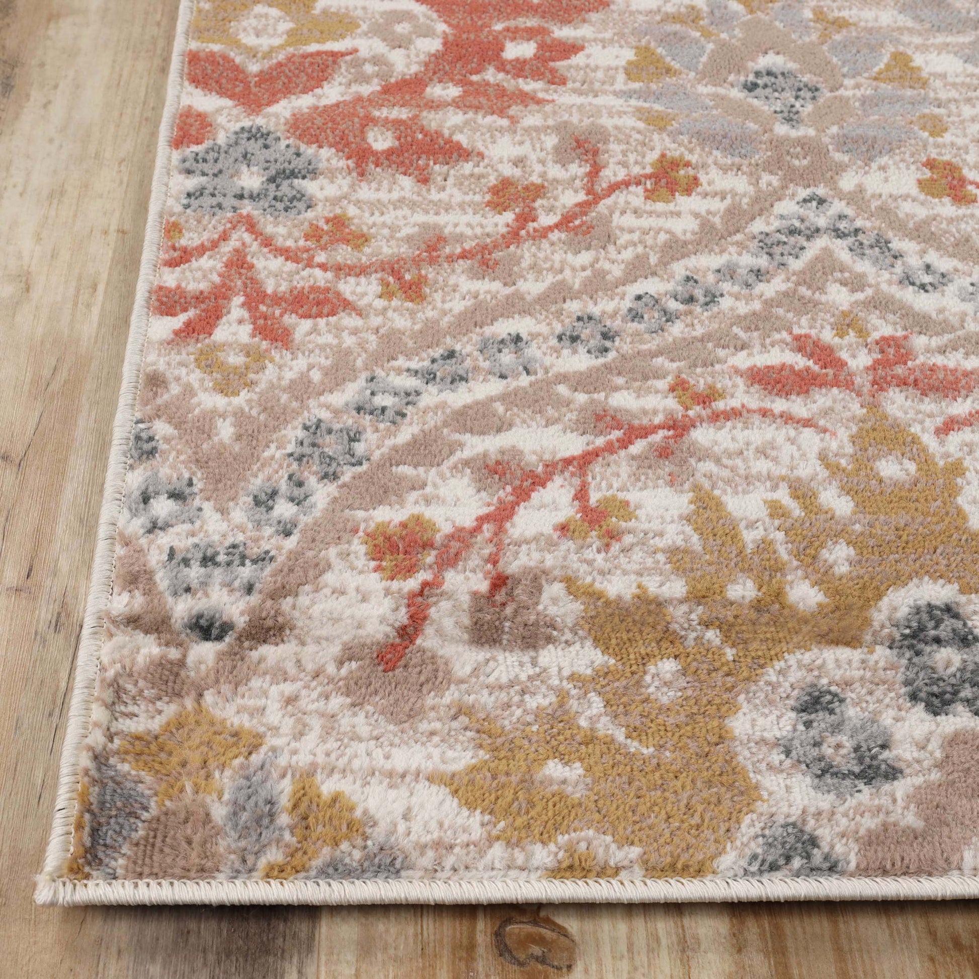 Augusta Oriental Vintage Floral Damask Indoor Area Rug or Runner Rug - Ginger