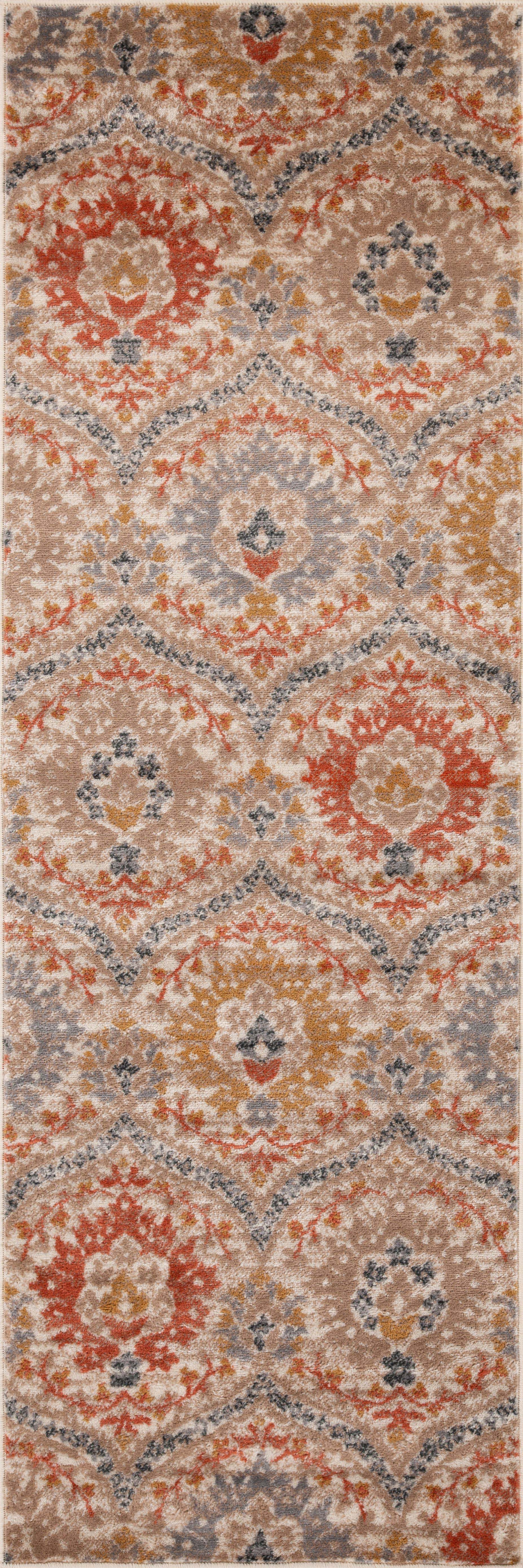 Augusta Oriental Vintage Floral Damask Indoor Area Rug or Runner Rug - Ginger