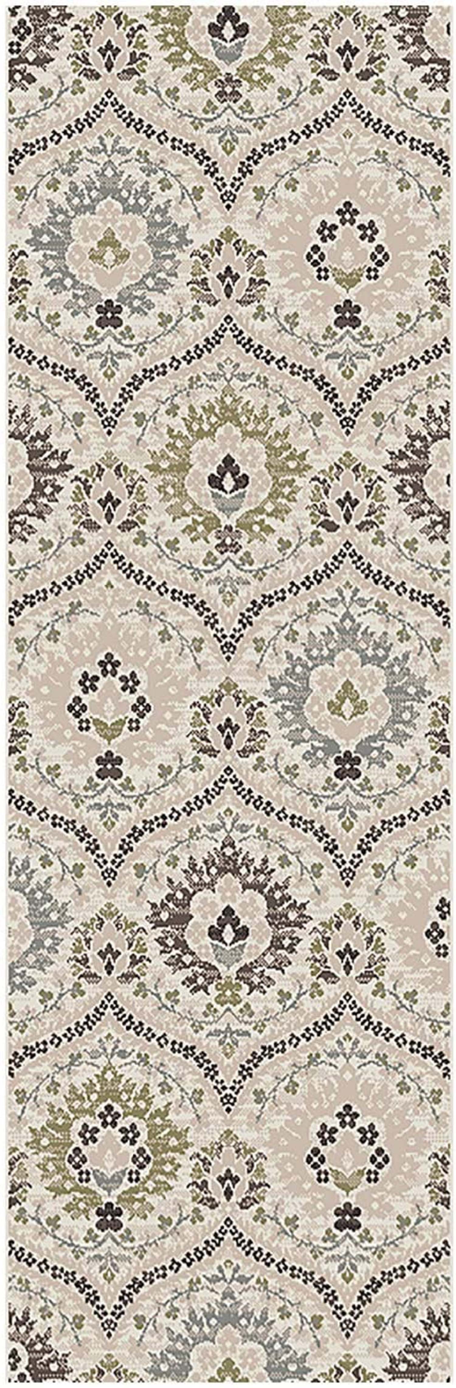 Augusta Oriental Vintage Floral Damask Indoor Area Rug or Runner Rug - Ivory