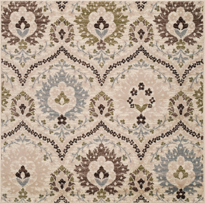 Augusta Oriental Vintage Floral Damask Indoor Area Rug or Runner Rug - Ivory
