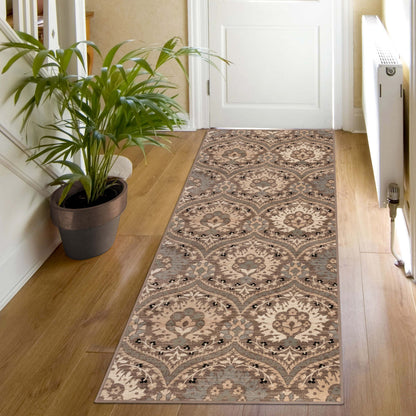 Augusta Oriental Vintage Floral Damask Indoor Area Rug or Runner Rug - LightBlue