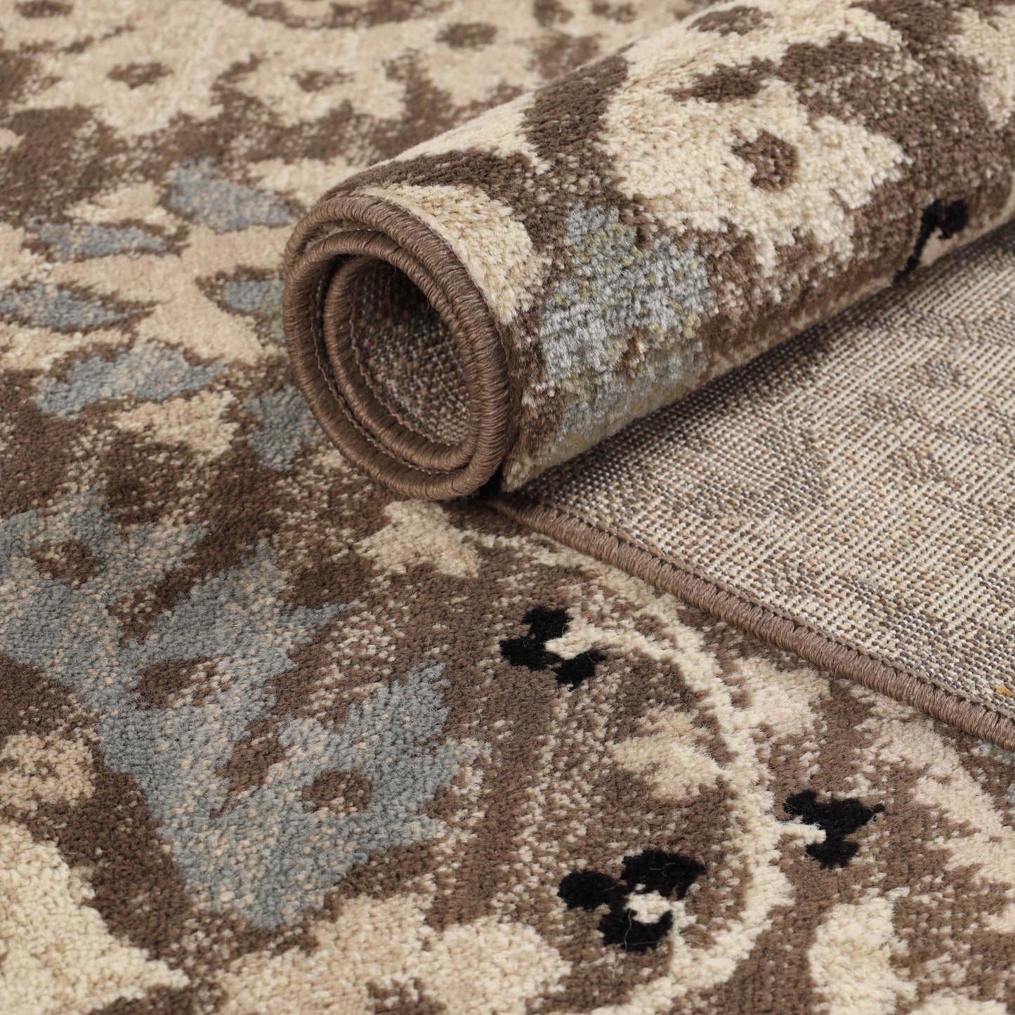 Augusta Oriental Vintage Floral Damask Indoor Area Rug or Runner Rug - LightBlue