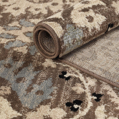 Augusta Oriental Vintage Floral Damask Indoor Area Rug or Runner Rug - LightBlue