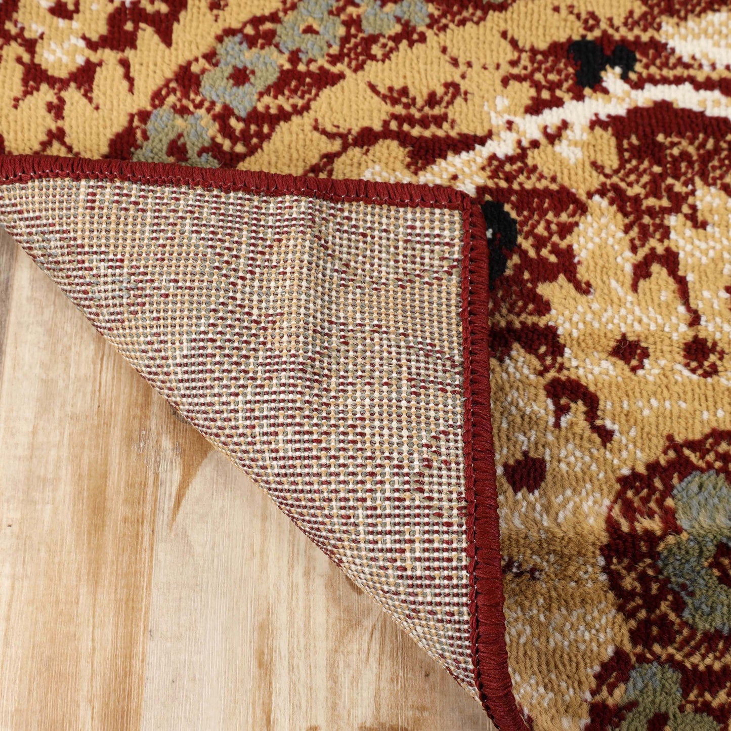 Augusta Oriental Vintage Floral Damask Indoor Area Rug or Runner Rug - Red