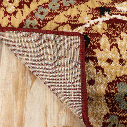 Augusta Oriental Vintage Floral Damask Indoor Area Rug or Runner Rug - Red