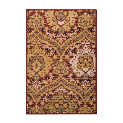 Augusta Oriental Vintage Floral Damask Indoor Area Rug or Runner Rug - Red