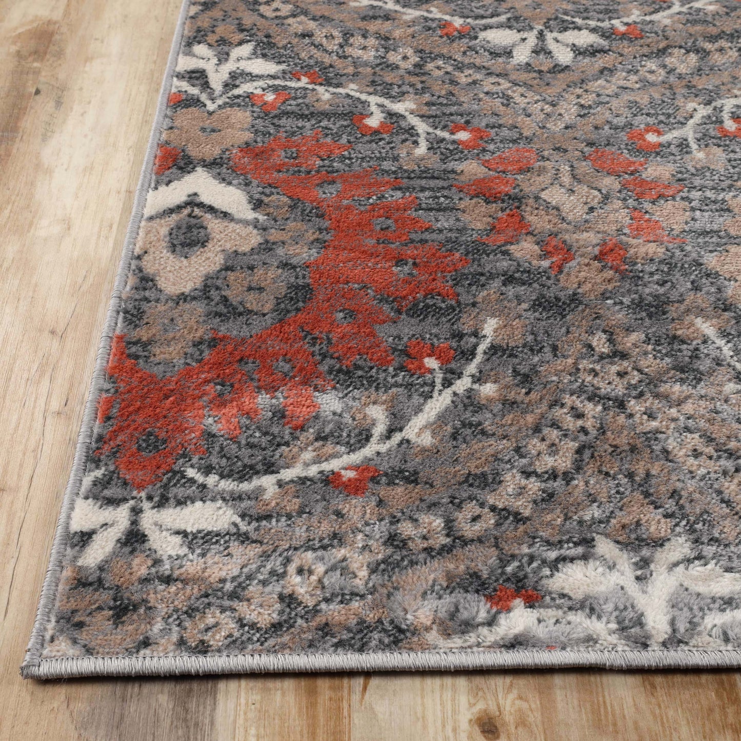 Augusta Oriental Vintage Floral Damask Indoor Area Rug or Runner Rug - Rust