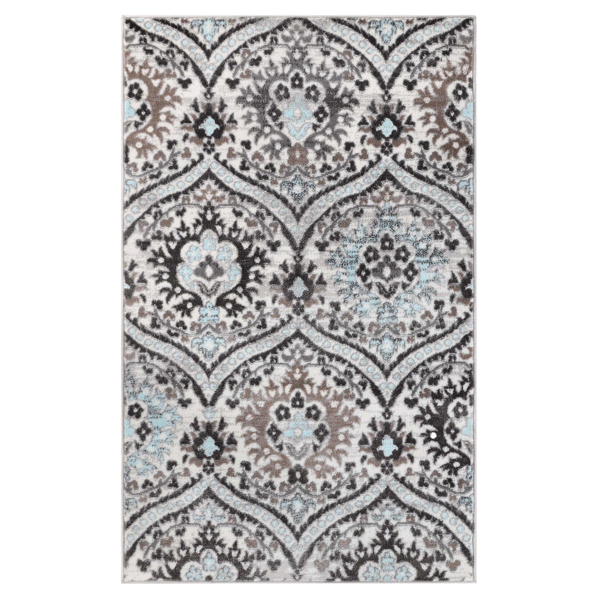 Augusta Oriental Vintage Floral Damask Indoor Area Rug or Runner Rug - Turquoise