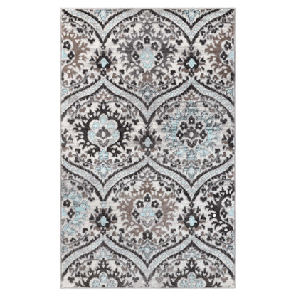 Augusta Oriental Vintage Floral Damask Indoor Area Rug or Runner Rug - Turquoise