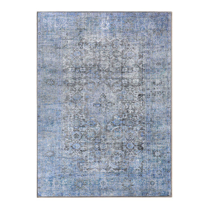 Huda Distressed Rustic Floral Geometric Medallion Indoor Area Rug - Azure