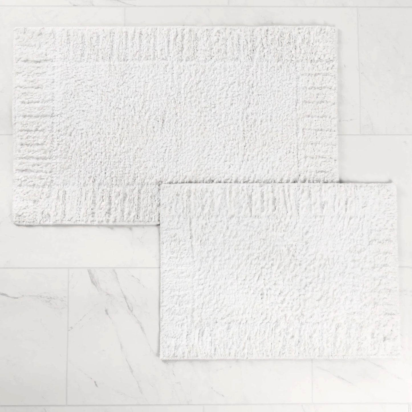 Inaya Modern Striped Tufted Shag Machine Washable Bath Rugs, Set of 2
