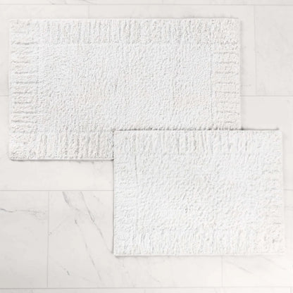 Inaya Modern Striped Tufted Shag Machine Washable Bath Rugs, Set of 2