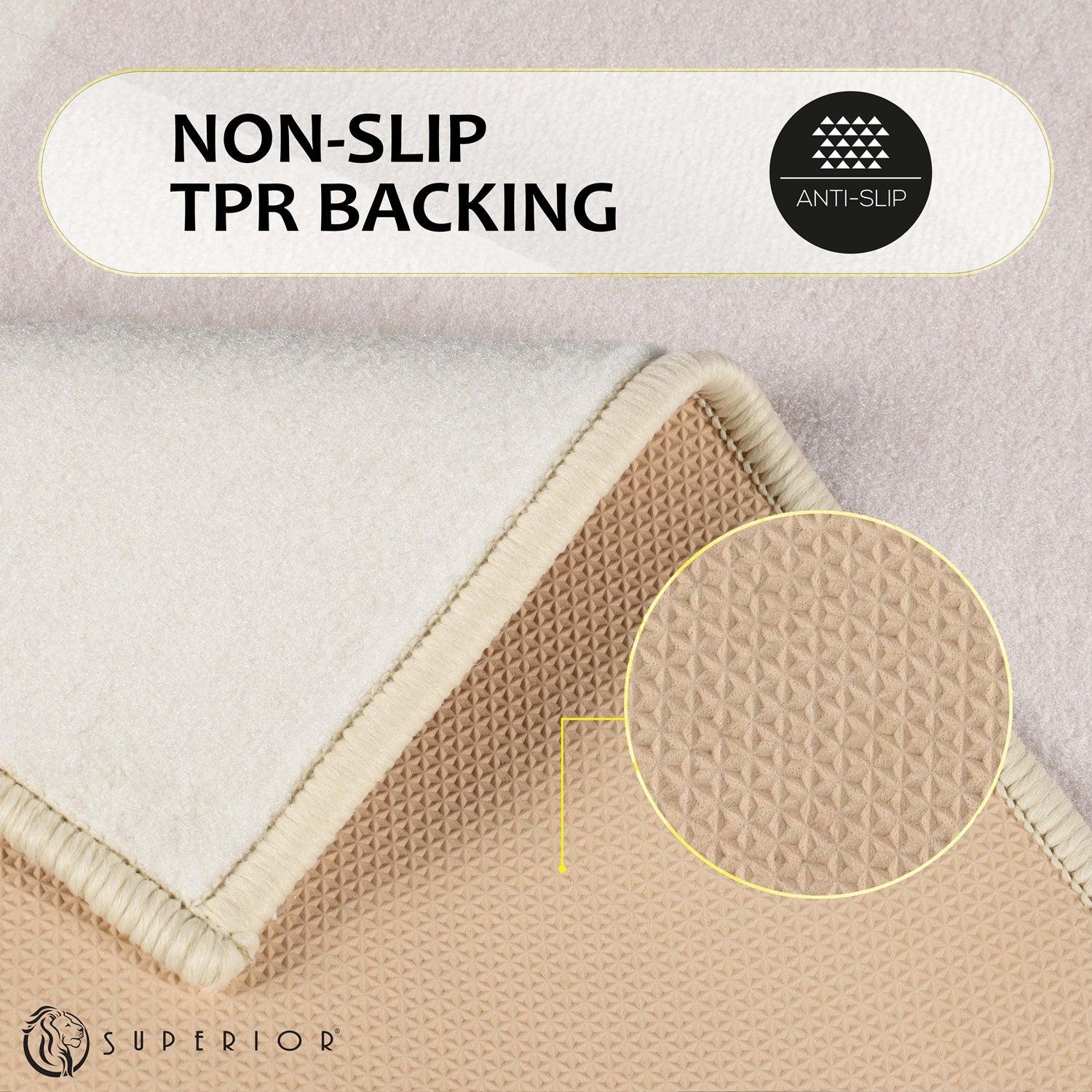 Reno Modern Non-Slip Machine Washable Kitchen Mat Set - Cream