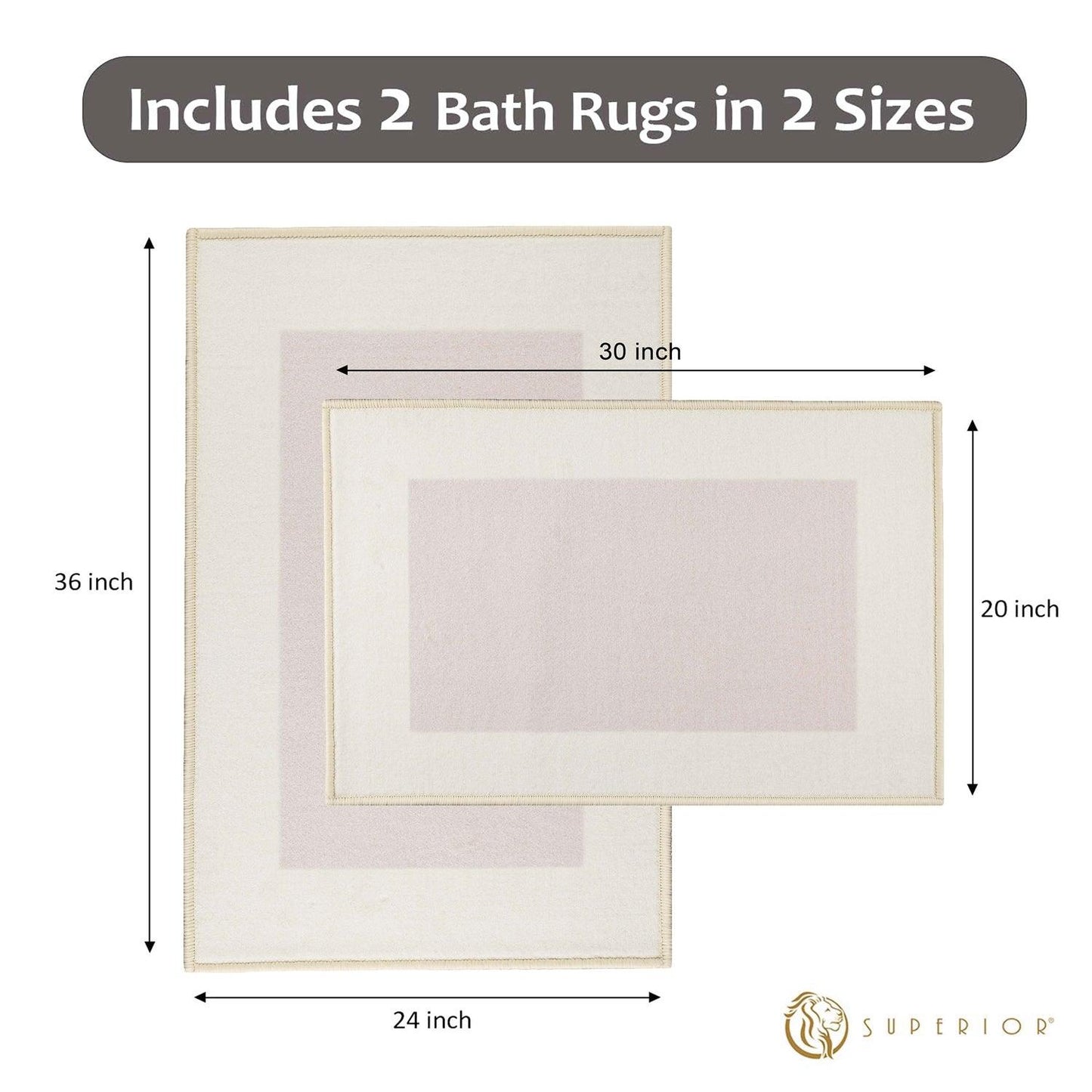 Reno Modern Non-Slip Machine Washable Kitchen Mat Set - Cream