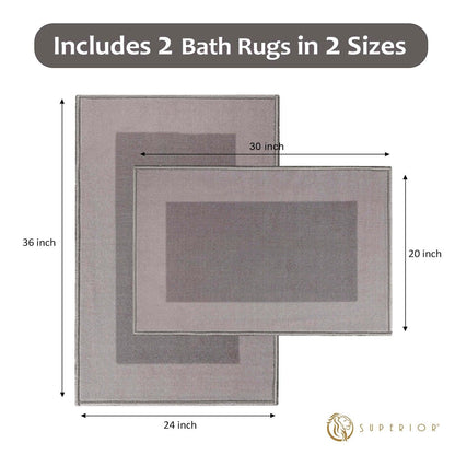 Reno Modern Non-Slip Machine Washable Kitchen Mat Set - Grey