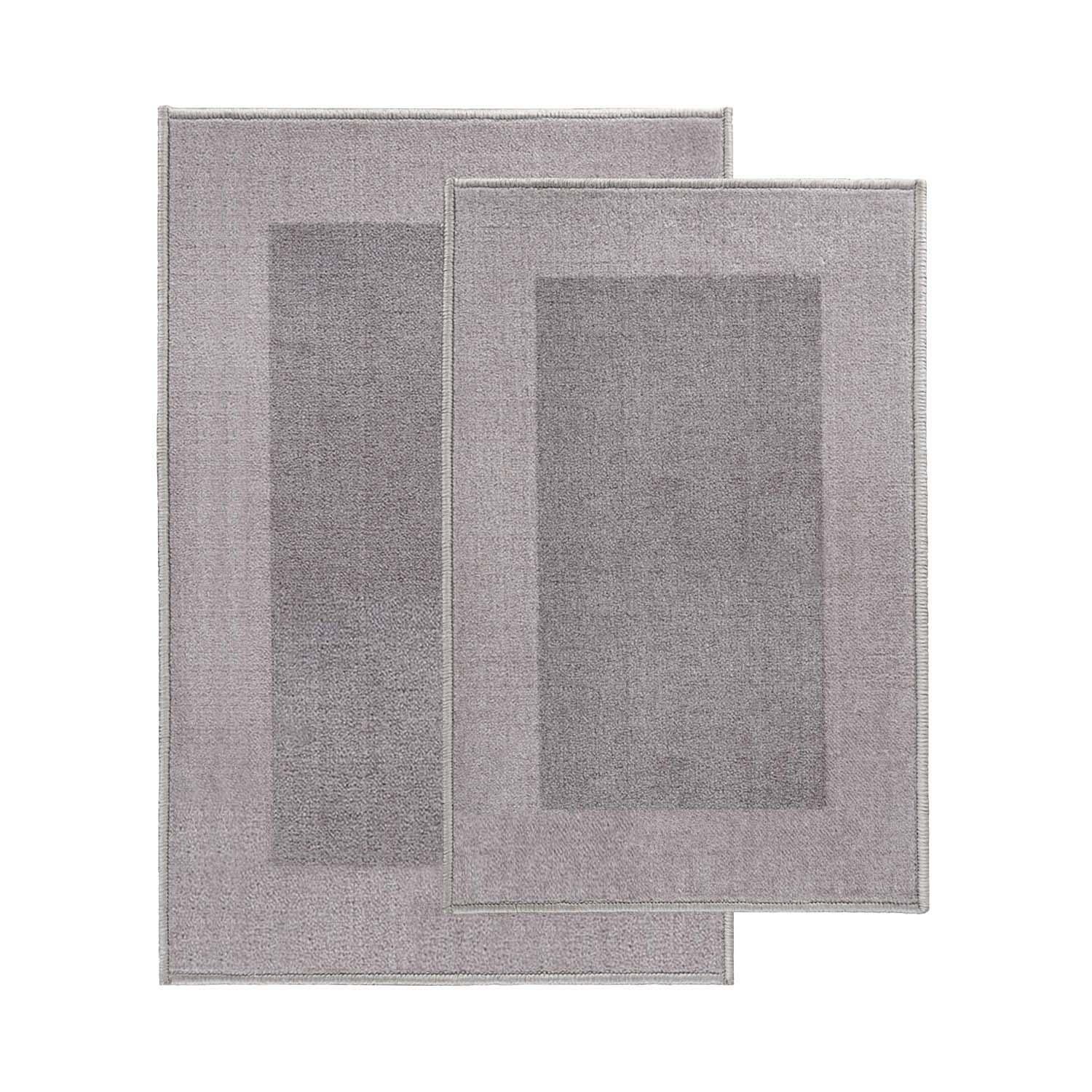  Superior Rome Non-Slip Machine Washable Bath Mat Set - Grey