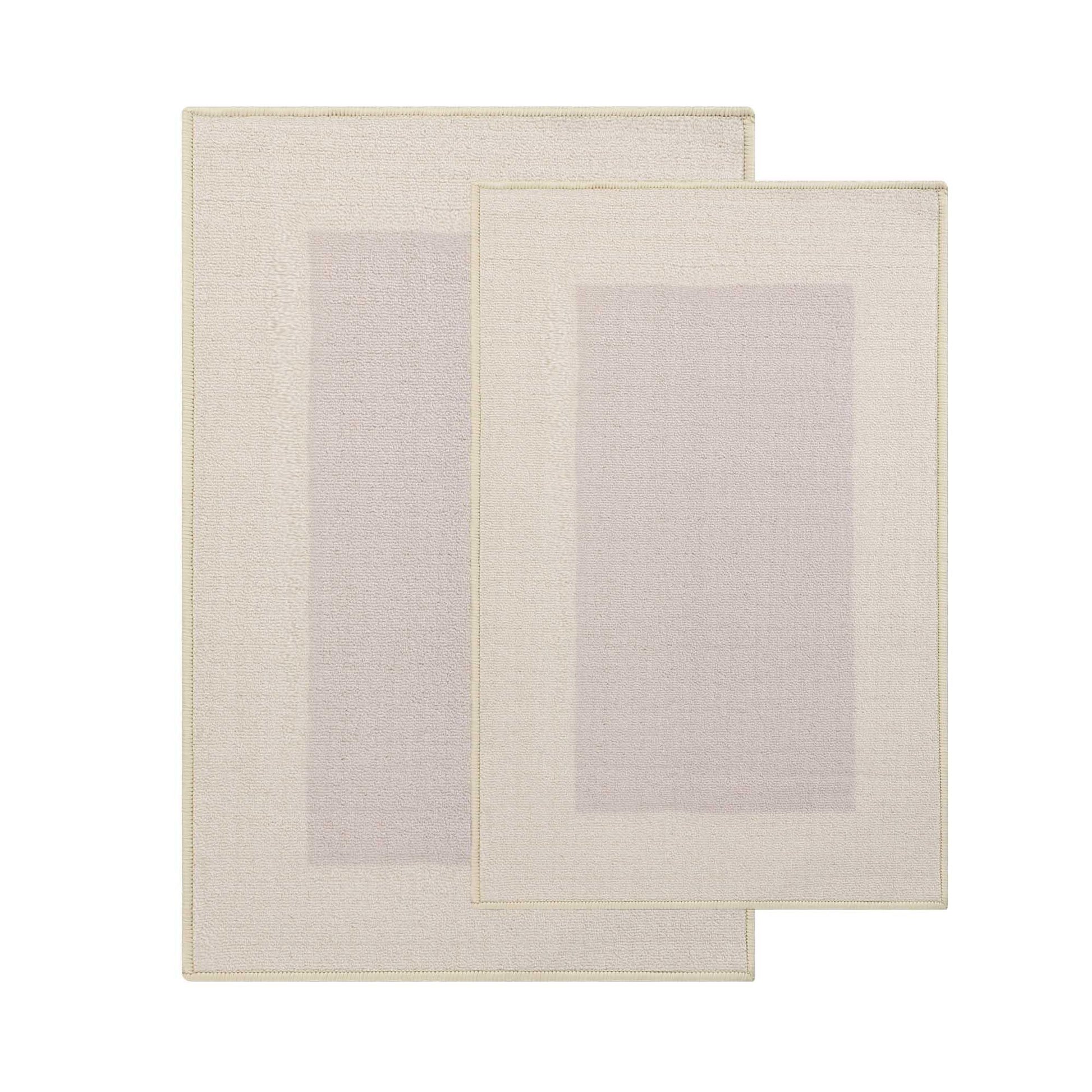 Superior Troy Solid Non-Slip Machine Washable Kitchen Mat Set - Cream