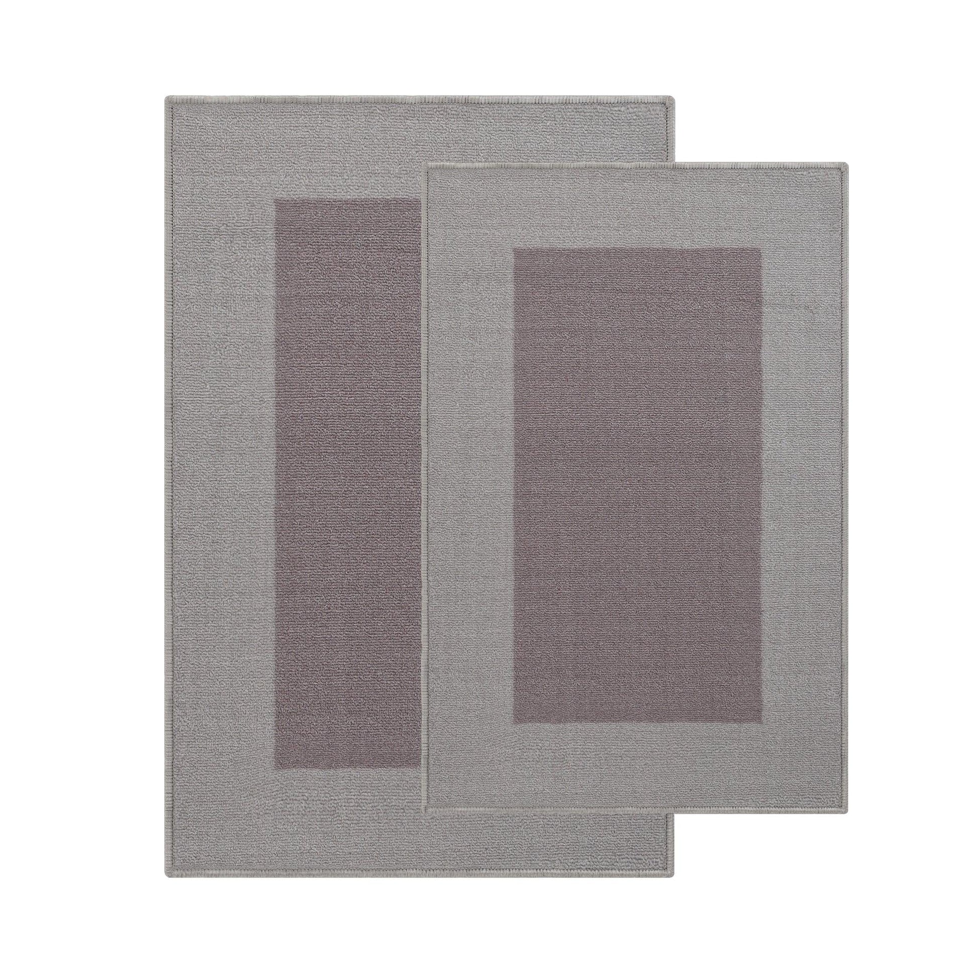 Superior Troy Solid Non-Slip Machine Washable Kitchen Mat Set - Grey