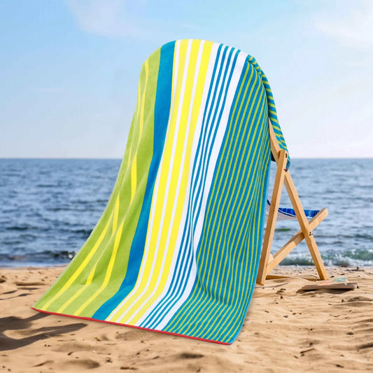 Mira Striped Cotton Velour Terry Large Oversized Beach Towel