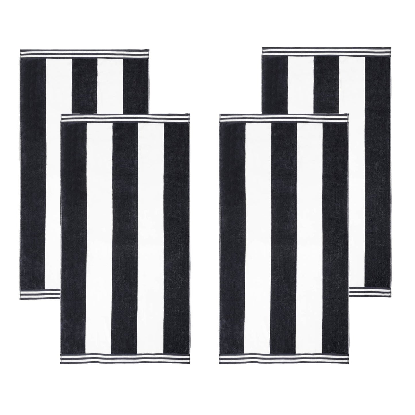 Superior Cabana Stripe Oversized Cotton Beach Towel Set Of 2,4,6 - Charcoal