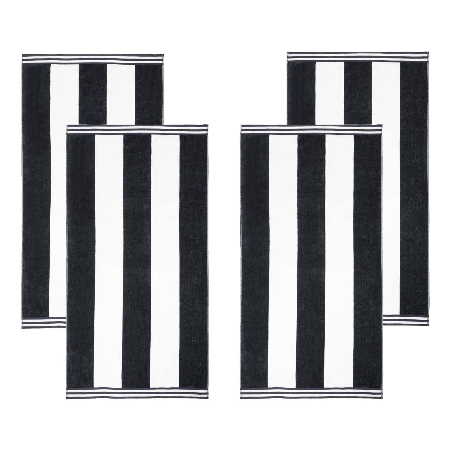 Superior Cabana Stripe Oversized Cotton Beach Towel Set Of 2,4,6 - Charcoal