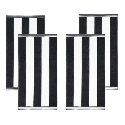 Superior Cabana Stripe Oversized Cotton Beach Towel Set Of 2,4,6 - Charcoal