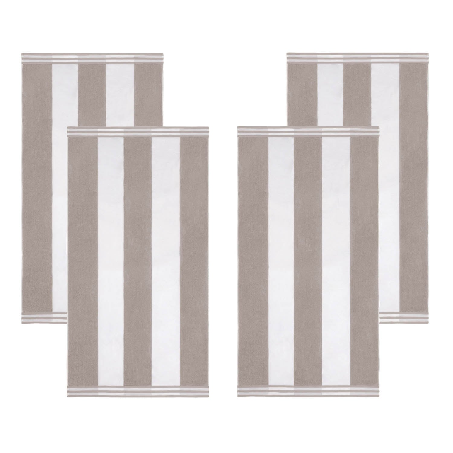Superior Cabana Stripe Oversized Cotton Beach Towel Set Of 2,4,6 - Light Grey