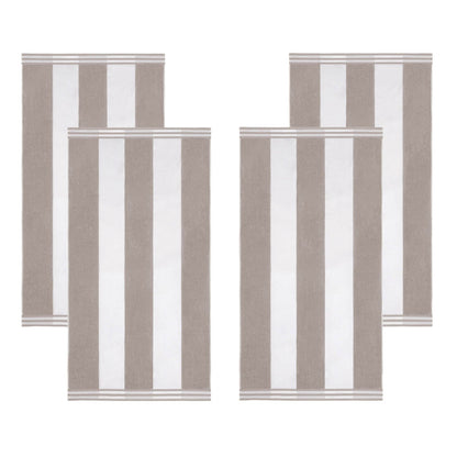 Superior Cabana Stripe Oversized Cotton Beach Towel Set Of 2,4,6 - Light Grey