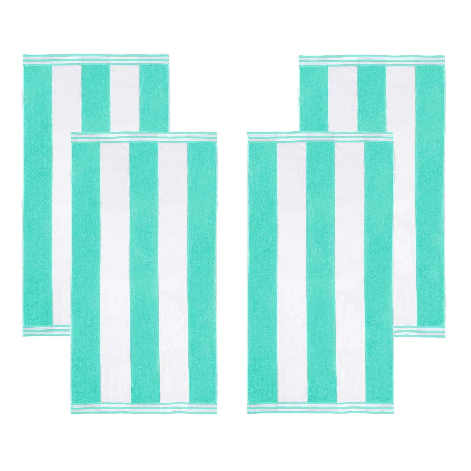 Superior Cabana Stripe Oversized Cotton Beach Towel Set Of 2,4,6 - Mint