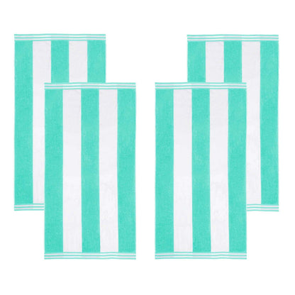 Superior Cabana Stripe Oversized Cotton Beach Towel Set Of 2,4,6 - Mint