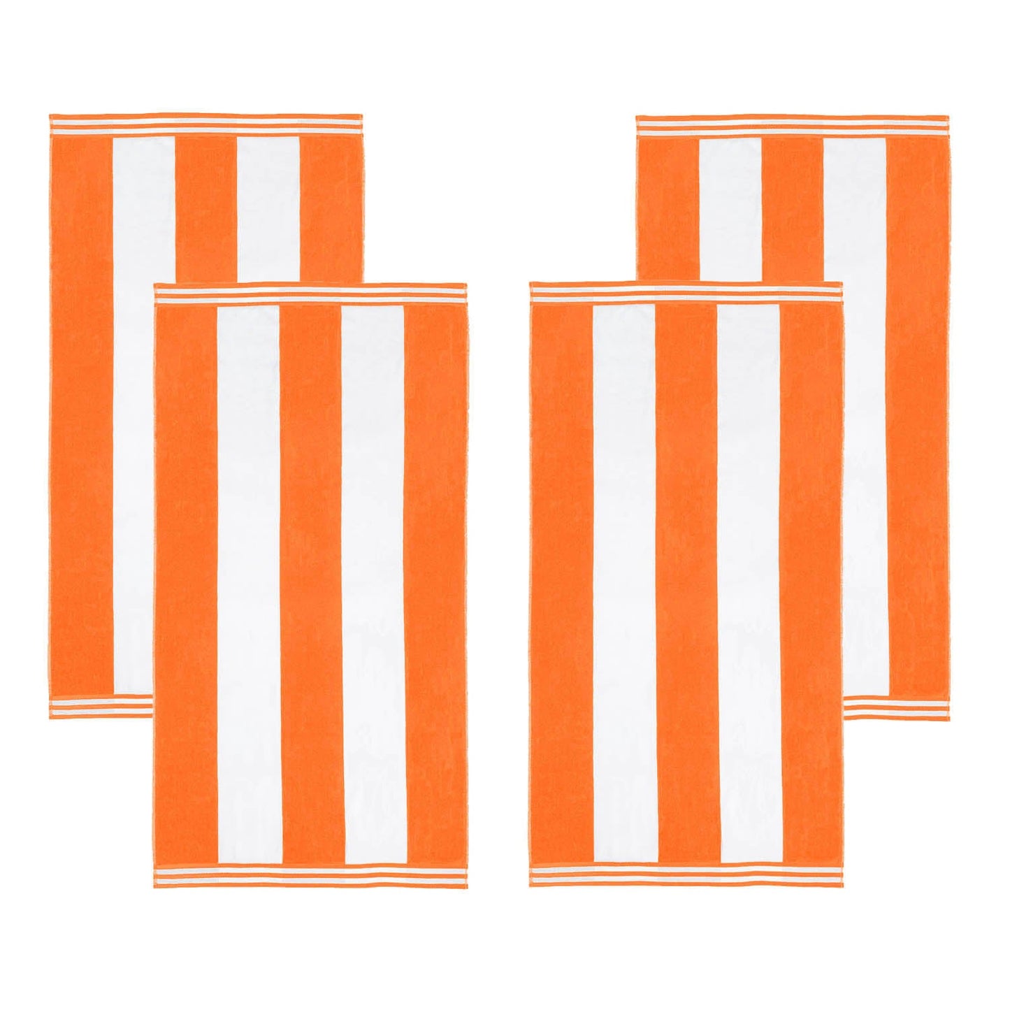 Superior Cabana Stripe Oversized Cotton Beach Towel Set Of 2,4,6 - Orange