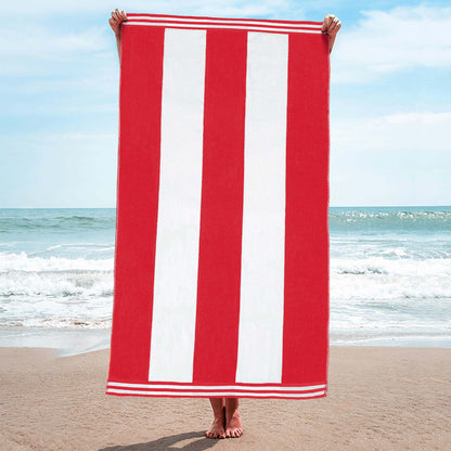 Superior Cabana Stripe Oversized Cotton Beach Towel Set Of 2,4,6 - Red