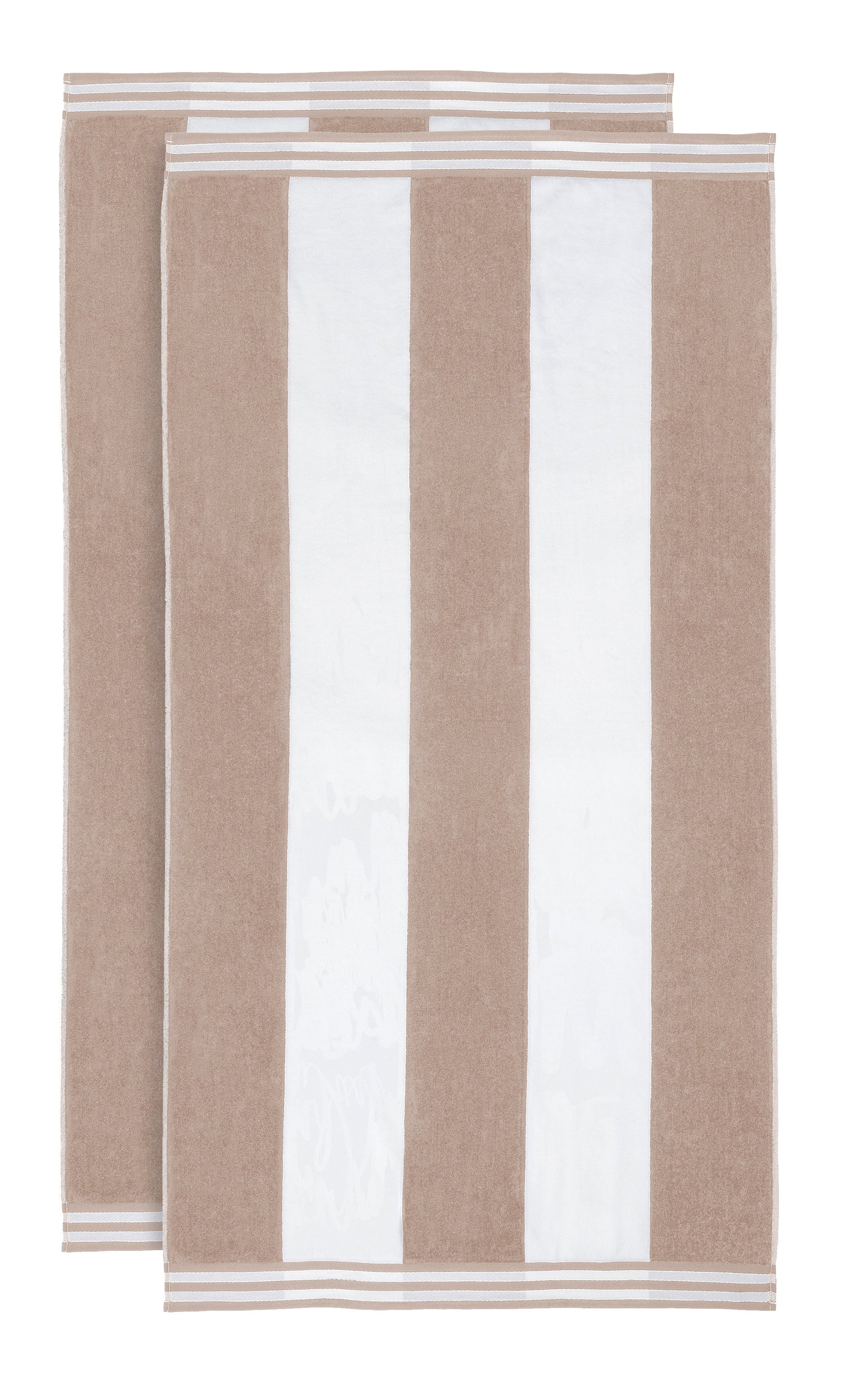 Superior Cabana Stripe Oversized Cotton Beach Towel Set Of 2,4,6 - Taupe