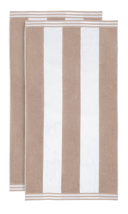 Superior Cabana Stripe Oversized Cotton Beach Towel Set Of 2,4,6 - Taupe