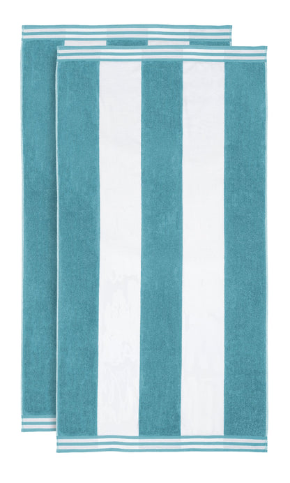 Superior Cabana Stripe Oversized Cotton Beach Towel Set Of 2,4,6 - Turquoise