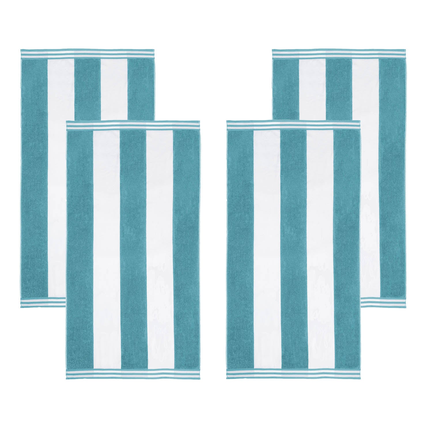 Superior Cabana Stripe Oversized Cotton Beach Towel Set Of 2,4,6 - Turquoise