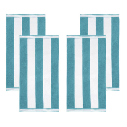 Superior Cabana Stripe Oversized Cotton Beach Towel Set Of 2,4,6 - Turquoise