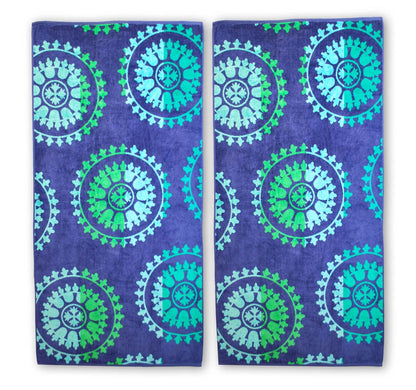 Spinning Wheels Oversized Cotton 2 Piece Beach Towel Set