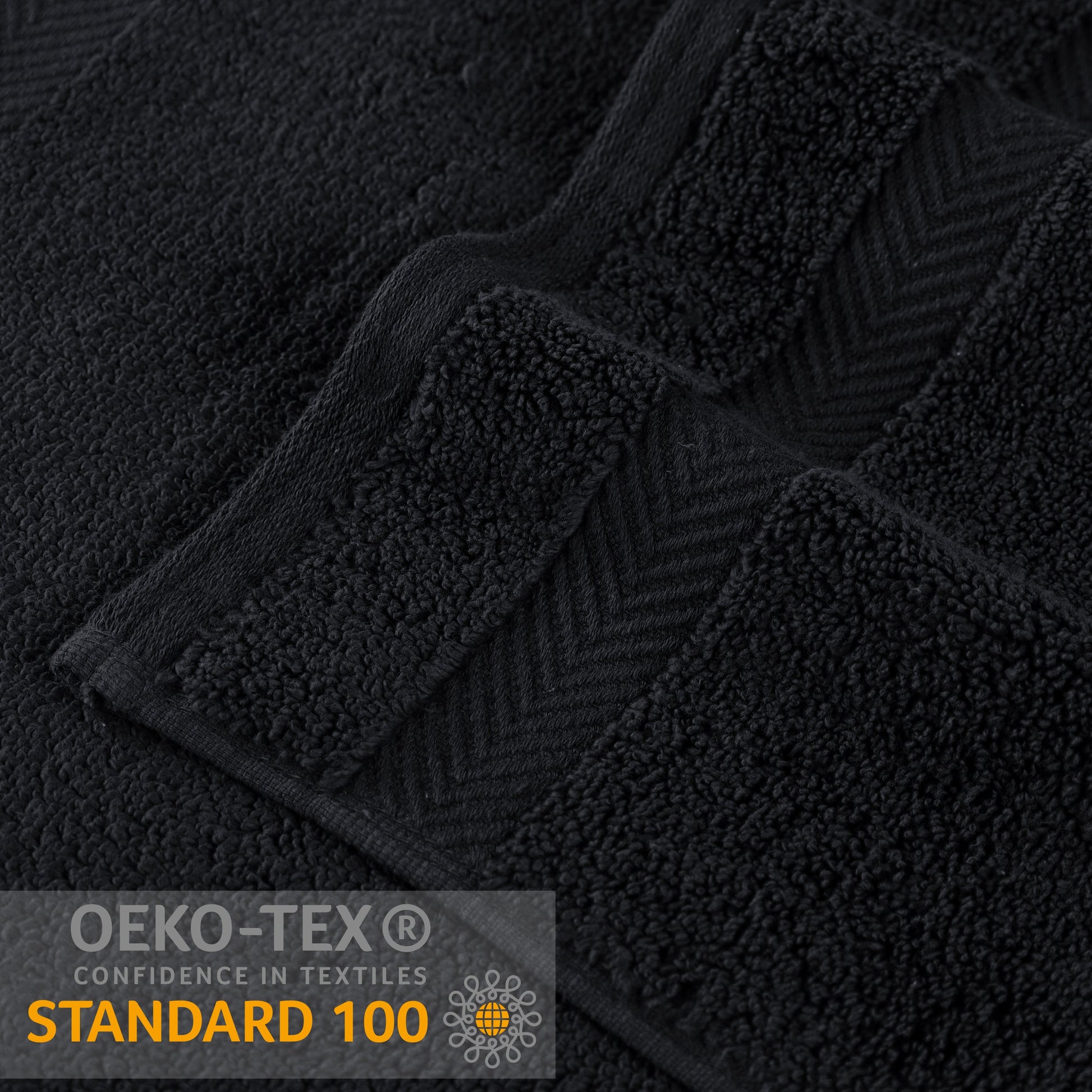 Zero Twist Cotton Solid Ultra-Soft Absorbent Hand Towel - Black