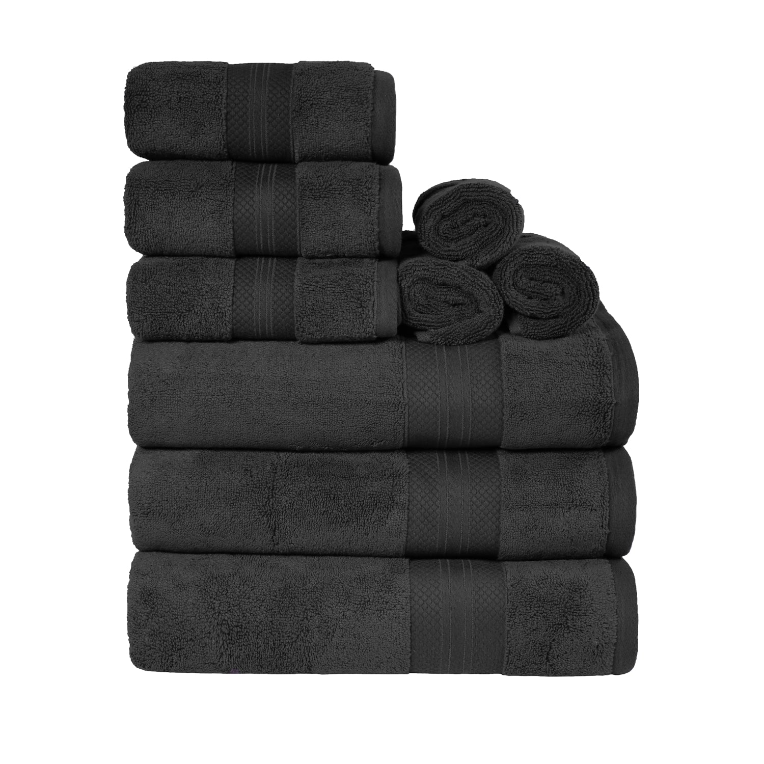 Superior Premium Turkish-Cotton Assorted Towel Set - Black