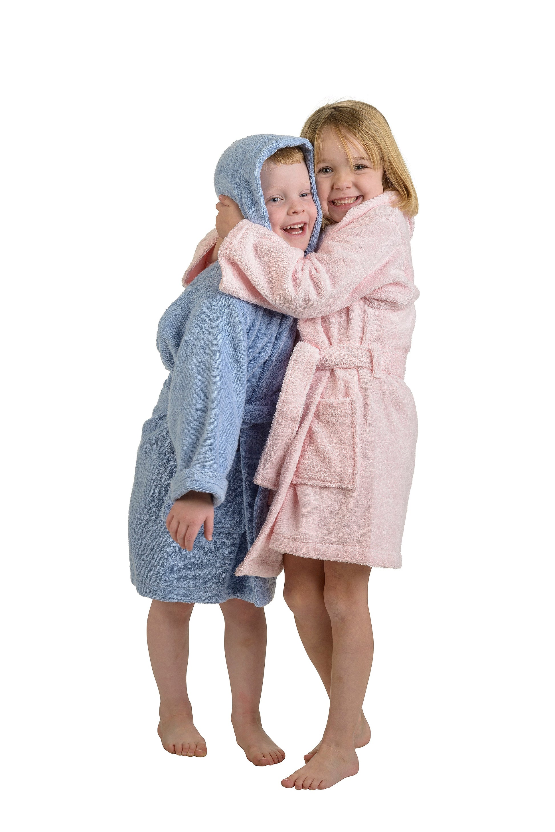 Cotton Ultra-Soft Terry Lightweight Kids Unisex Hooded Bathrobe - Blue