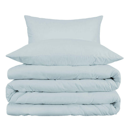 Superior Egyptian Cotton Solid All-Season Duvet Cover Set with Button Closure - Baby Blue