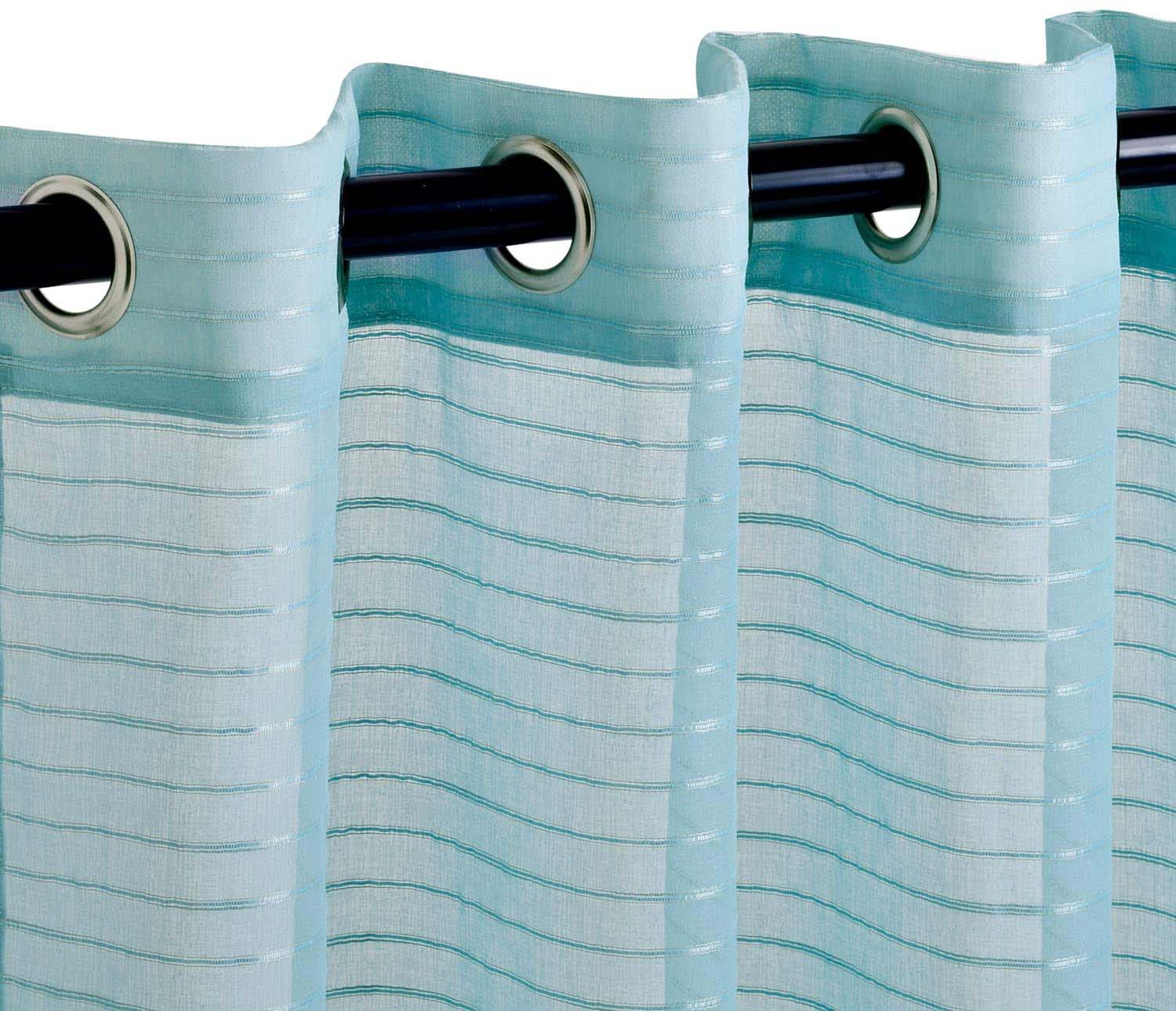 Jackson Striped Sheer Window Curtain Panels - Baby Blue